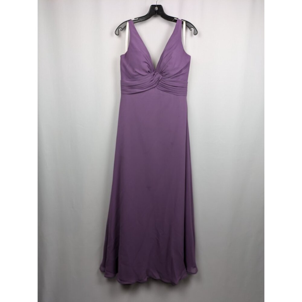 Christina Wu Size 12 Lavender V-Neck Chiffon Maxi Dress